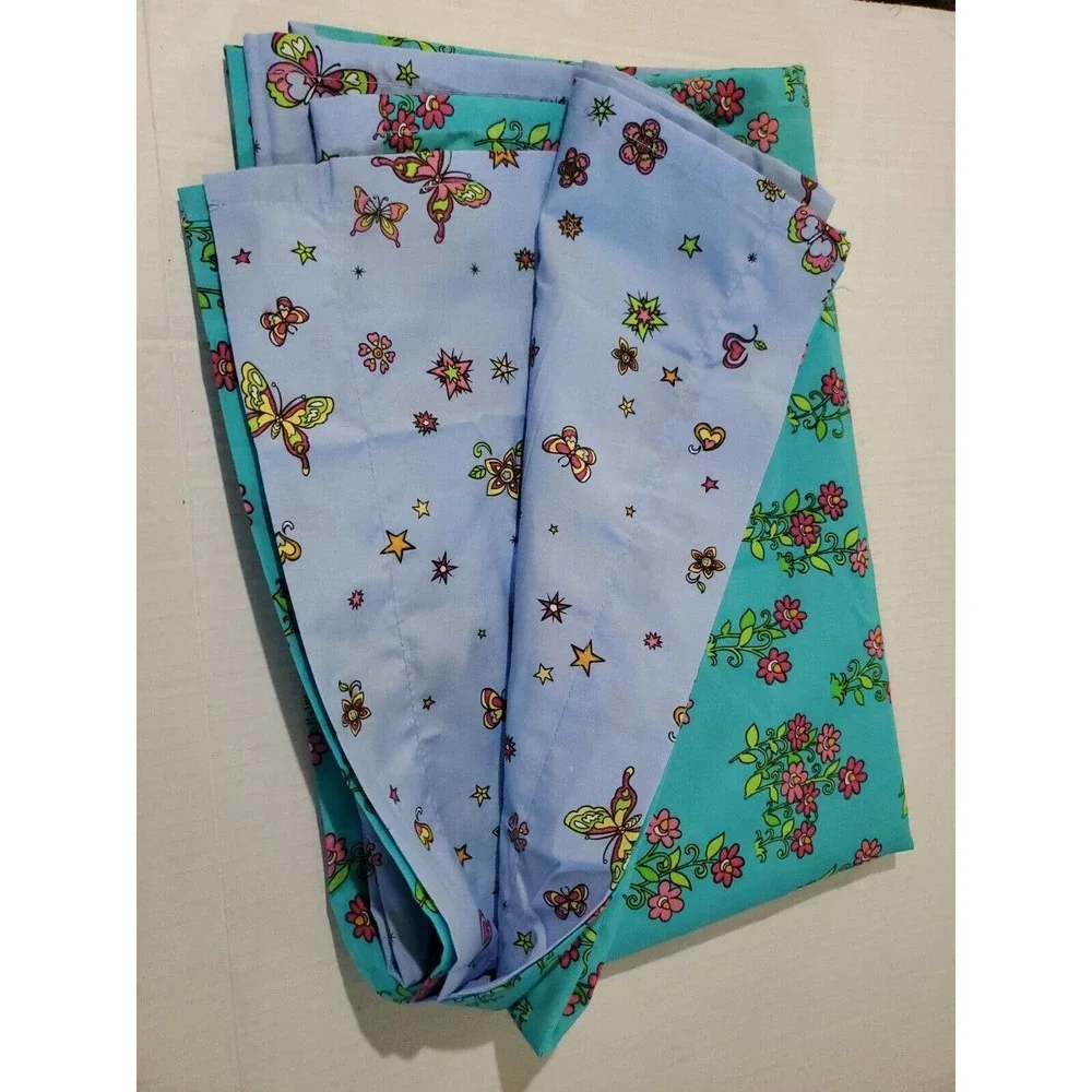 2 Kidz Mix Twin Size Reversible Flat Sheets Floral & Butterflies Cotton Blend